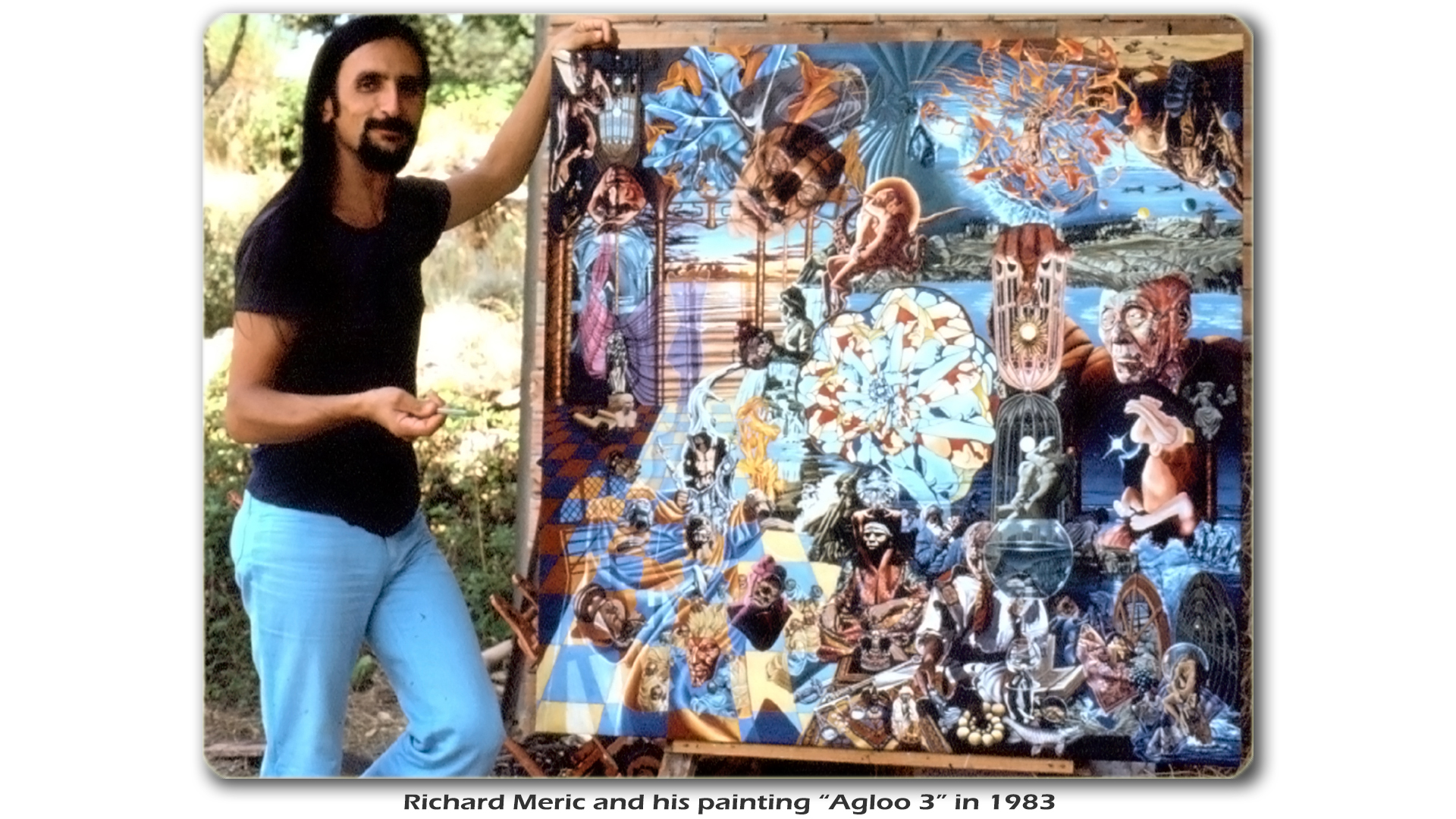 Richard Meric and his painting Agloo3 in 1983